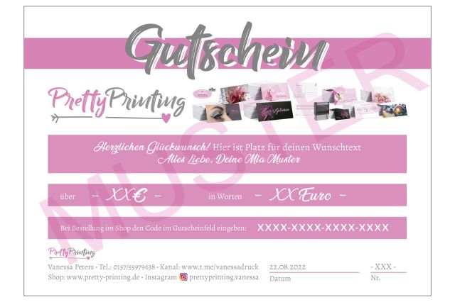 Wertgutscheine für Pretty Printing Produkte